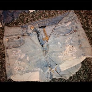 American eagle hi-rise shortie stretch jean shorts